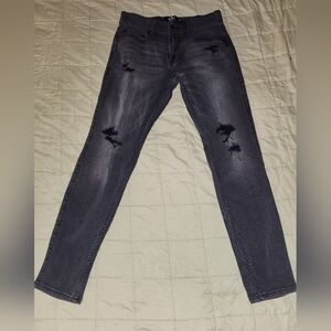 Hollister Men's Super Skinny Distressed Black Jeans
